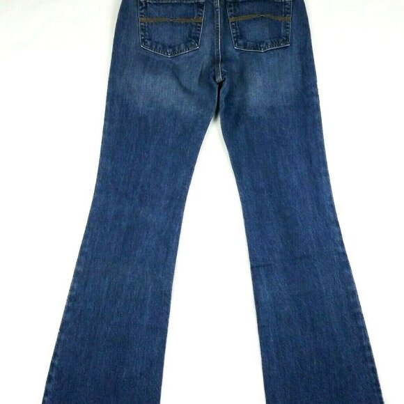 Express Jeans Womens Size 5/6R (28x31) Blue Dark Wash Flare Frayed Denim Jeans - Picture 2 of 7